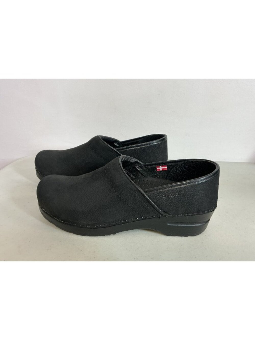 Sanita Black Leather Professional Clogs Danish Shoes Womens 39 New